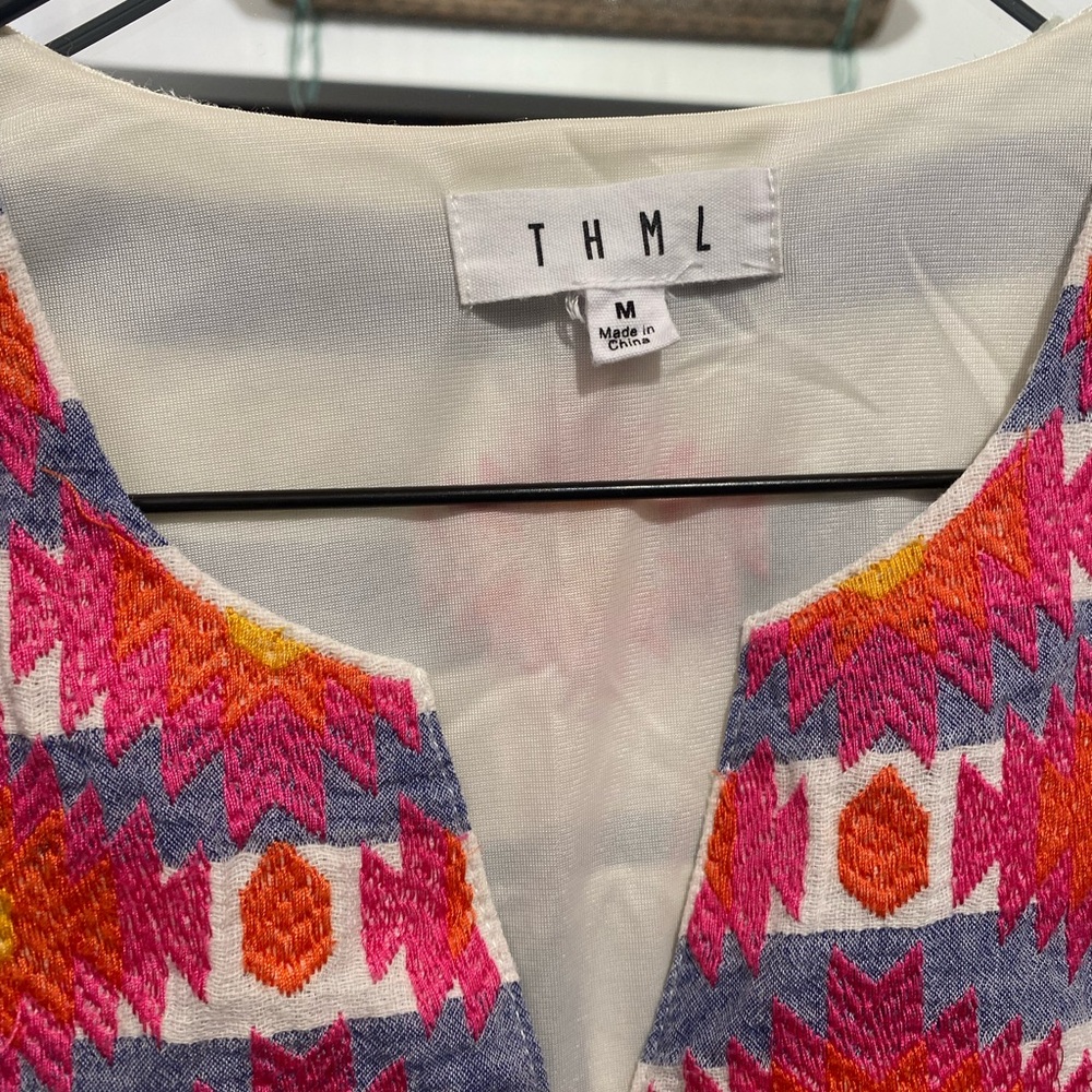 THML Pink and Orange Embroidered Top